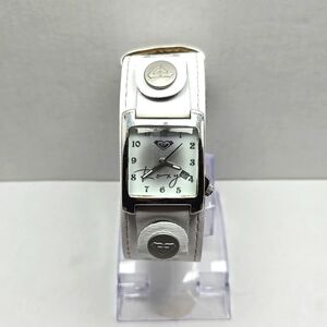 Womens Roxy Date Watch Square Dial White Leather Band T403177P New Battery